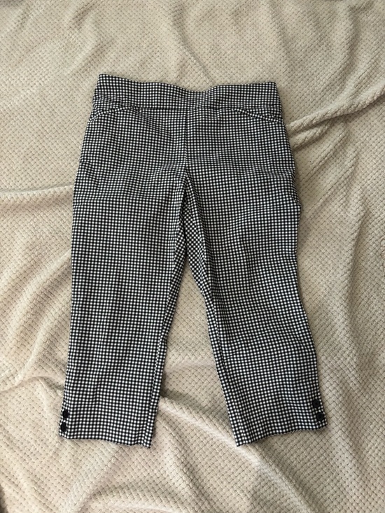 Chico's Pants - Chicos Womens Brigitte Gingham Black & White Capri Ankle Pants Size Medium
